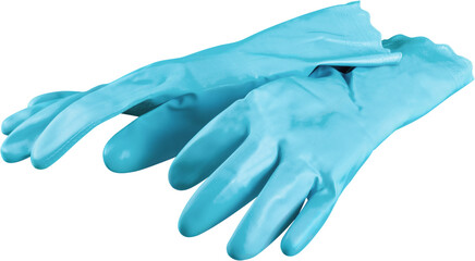 Blue Rubber Gloves - Isolated