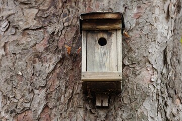 old bird house on a tree