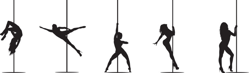 Fototapeta na wymiar vector silhouette of a woman dancing pole dance