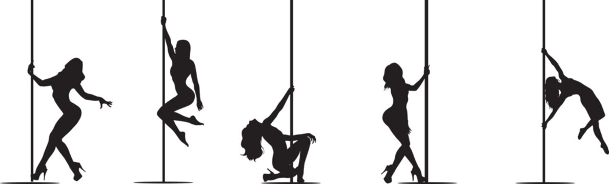 vector silhouette of a woman dancing pole dance