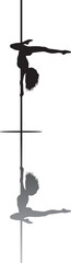 vector silhouette of a woman dancing pole dance