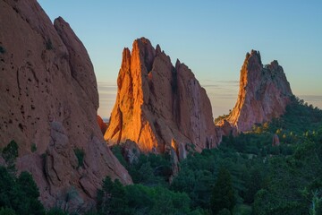 View of sandstone rock formations in Garden of the Gods, Colorado Springs, Colorado, United States