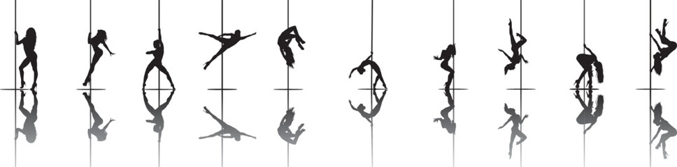 vector silhouette of a woman dancing pole dance