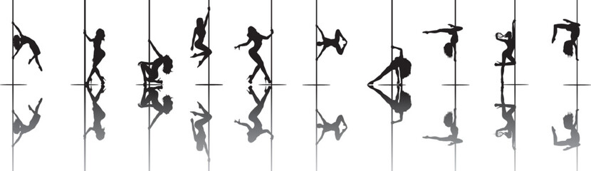 vector silhouette of a woman dancing pole dance