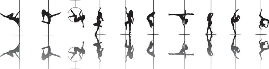 vector silhouette of a woman dancing pole dance