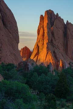 View of sandstone rock formations in Garden of the Gods, Colorado Springs, Colorado, United States