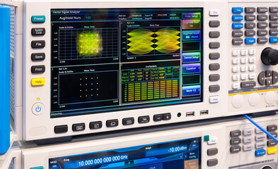 Modern mixed signal oscilloscope in laboratory