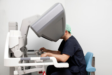 Da Vinci Surgery. Robotic Surgery. Medical operation involving robot.
