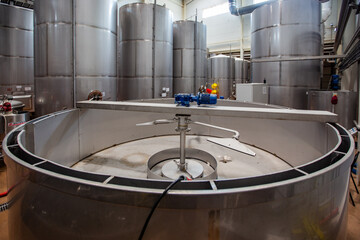 Large tanks for grape juice clarification in the modern winery