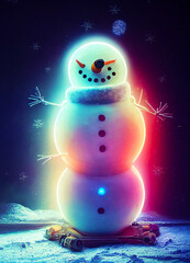 Obraz premium Snowman with neao lights. 
