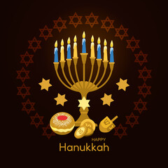 Hanukkah background with  menorah and candles