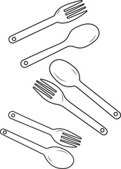Vertical vector of forks and spoons on white background