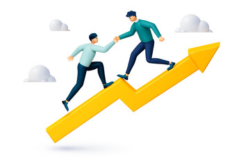 3d Goal-focused, increase motivation, way to achieve the goal. 3d support and teamwork, help in overcoming obstacles. 3d vector illustration 