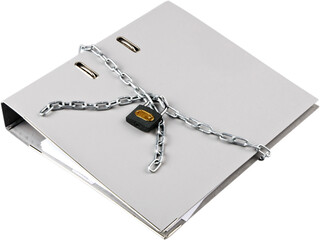 File folder with chain and lock isolated on  background