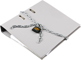 File folder with chain and lock isolated on  background