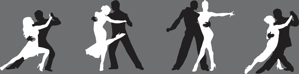 vector silhouette of a couple dancing ballroom dance