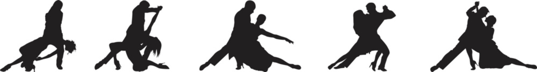 vector silhouette of a couple dancing ballroom dance