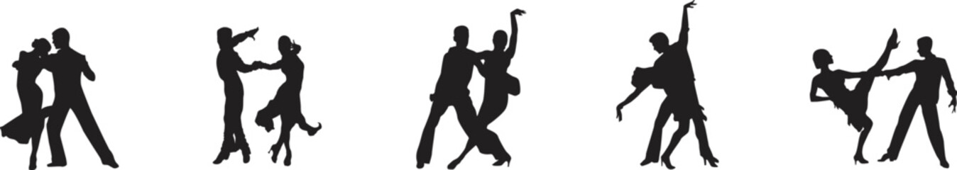 Fototapeta na wymiar vector silhouette of a couple dancing ballroom dance