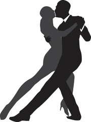 vector silhouette of a couple dancing ballroom dance