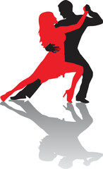 vector silhouette of a couple dancing ballroom dance - obrazy, fototapety, plakaty
