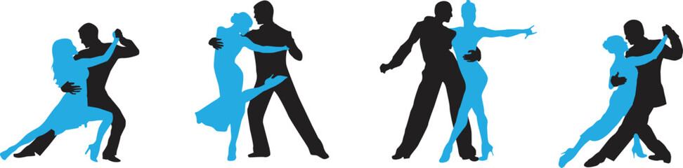 vector silhouette of a couple dancing ballroom dance