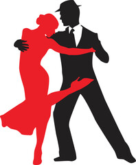 vector silhouette of a couple dancing ballroom dance