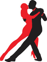 vector silhouette of a couple dancing ballroom dance