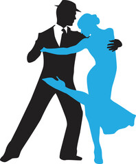 vector silhouette of a couple dancing ballroom dance