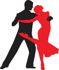 vector silhouette of a couple dancing ballroom dance