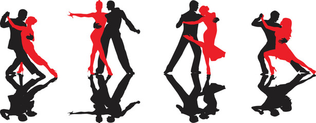 vector silhouette of a couple dancing ballroom dance