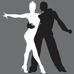 vector silhouette of a couple dancing ballroom dance