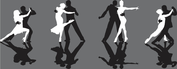 vector silhouette of a couple dancing ballroom dance