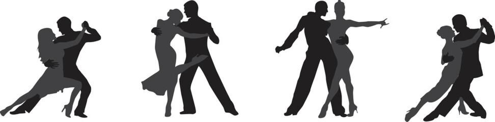 vector silhouette of a couple dancing ballroom dance