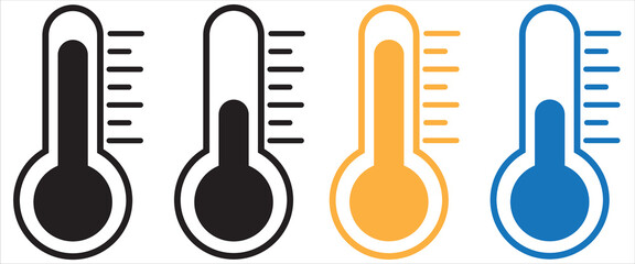 Thermometer Vector Icons. Thermometer with cold and hot symbol. Vector illustration isolated on white background. EPS 10