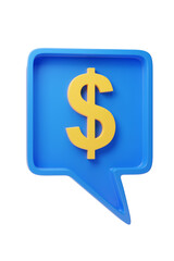 Fototapeta premium Speech balloon with a dollar sign isolated on white background. 3d illustration.