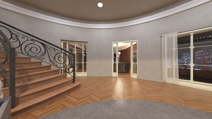 夜景が見えるリビングルーム