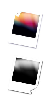 illustrazione di istantanee polaroid con immagine bruciata e bordo piegato su sfondo trasparente