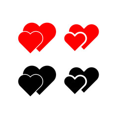  Love heart or divorce icons. Heal relationship, loneliness hurts and healthy love. Red heart with plaster.