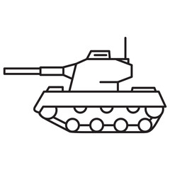 Military modern tank icon vehicle vector line icon.Outline vector illustration. Isolated on white background.