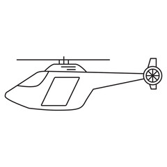 Helicopter icon.Thin line copter symbol.Outline chopper icon.Simple design.Air transport.Isolated on white background.