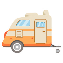Camping design. RV trailer icon. Vintage travel.Road trip.Isolated on white background.Vector flat illustration.