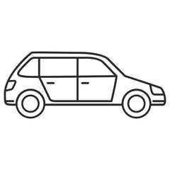 Car hatchback line icon.Outline sedan vector sign sedan.Vehicle symbol.Transportation simple style.Isolated on white background. Vector flat illustration.