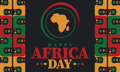 Naklejka premium Africa Day. Happy African Freedom Day and Liberation Day. Celebrate annual on the African continent and around the world. African pattern. Poster, card, banner and background. Vector illustration