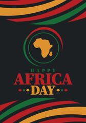 Africa Day. Happy African Freedom Day and Liberation Day. Celebrate annual on the African continent and around the world. African pattern. Poster, card, banner and background. Vector illustration