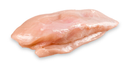 raw uncooked chicken breast fillet against white
