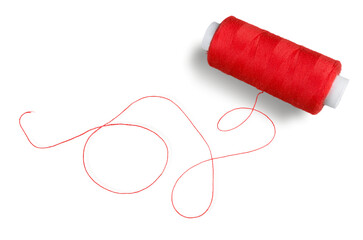 Spool of red Thread on a white background
