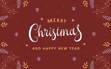 Merry christmas lettering text background. greeting card vector illustration