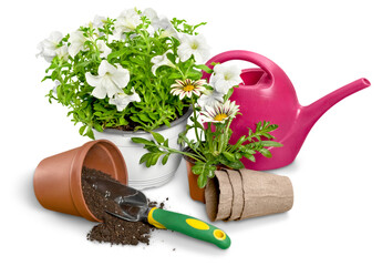 Close-up Gardening Equipment and plant on wooden table © BillionPhotos.com