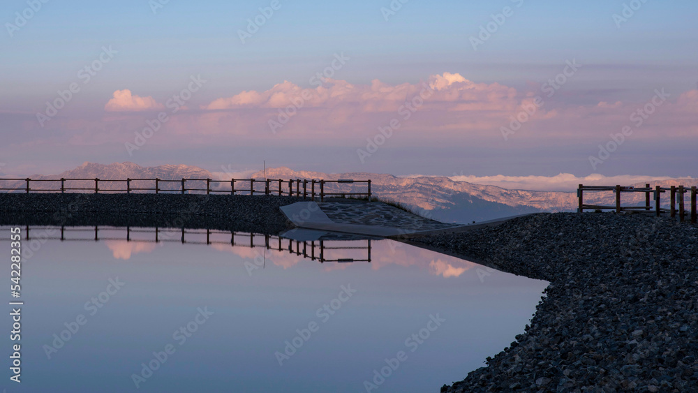 Wall mural Summer mountain lake in Chamrousse in the Alps, France