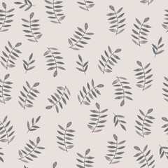 Fototapeta na wymiar seamless pattern with gray leaves on a gray background